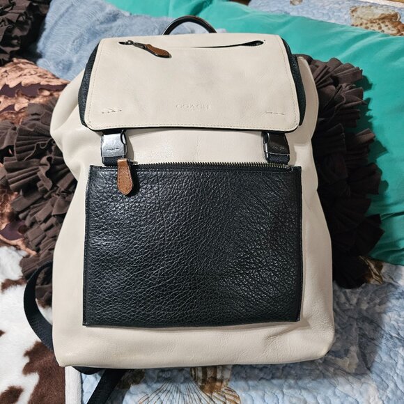 Coach Manhattan Backpack In Mixed Leathers - Picture 1 of 12